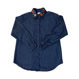 Vintage 90s Style Studio Denim Blouse Women’s Medium Used 3 Looks in 1 Autumn